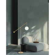 Dainolite Holly 66in 1-Light Floor Lamp | Transitional Aged Brass and White Opal Glass | Living Room & Bedroom | 33 x 8 x 66 in | Model HOL-661F-AGB