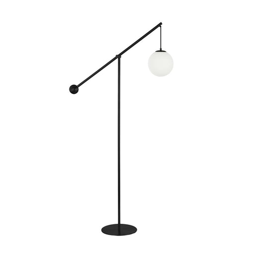 Dainolite Holly 66in 1-Light Floor Lamp | Transitional Matte Black and White Opal Glass | Living Room & Bedroom | 33 x 8 x 66 in | Model HOL-661F-MB