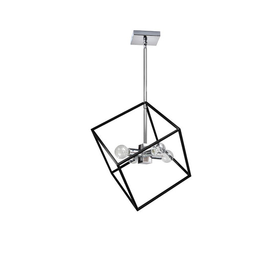 Dainolite Kappa 14in 4-Light Pendant | Polished Chrome and Matte Black Steel | Kitchen Island & Dining Room | 14 x 16 x 17 in | Model KAP-144P-PC-MB