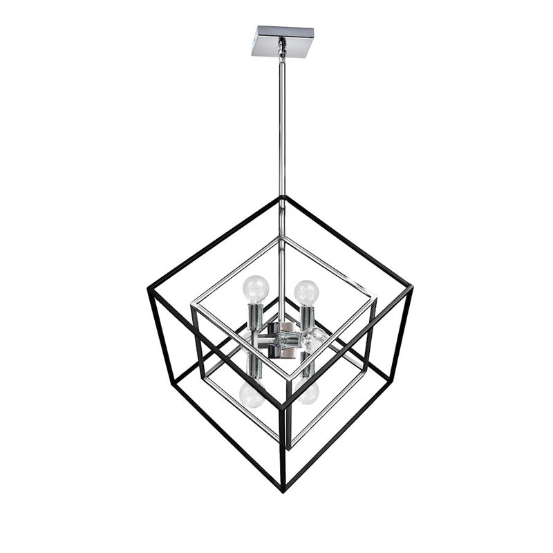Dainolite Kappa 19in 6-Light Pendant | Polished Chrome and Matte Black Steel | Kitchen Island & Dining Room | 19 x 22 x 24 in | Model KAP-196P-PC-MB