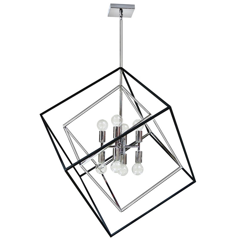Dainolite Kappa 27in 8-Light Pendant | Polished Chrome and Matte Black Steel | Kitchen Island & Dining Room | 27 x 25 x 30 in | Model KAP-278P-PC-MB