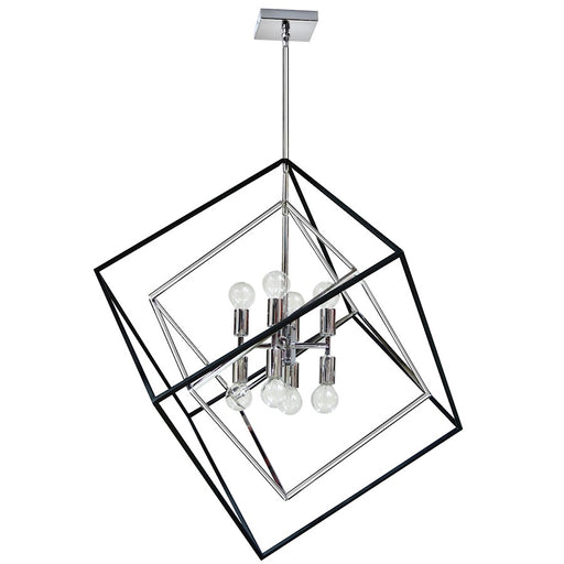Dainolite Kappa 27in 8-Light Pendant | Polished Chrome and Matte Black Steel | Kitchen Island & Dining Room | 27 x 25 x 30 in | Model KAP-278P-PC-MB
