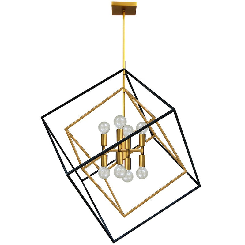 Dainolite Kappa 27in 8-Light Pendant | Vintage Bronze and Matte Black Steel | Kitchen Island & Dining Room | 25 x 27 x 30 in | Model KAP-278P-VB-MB