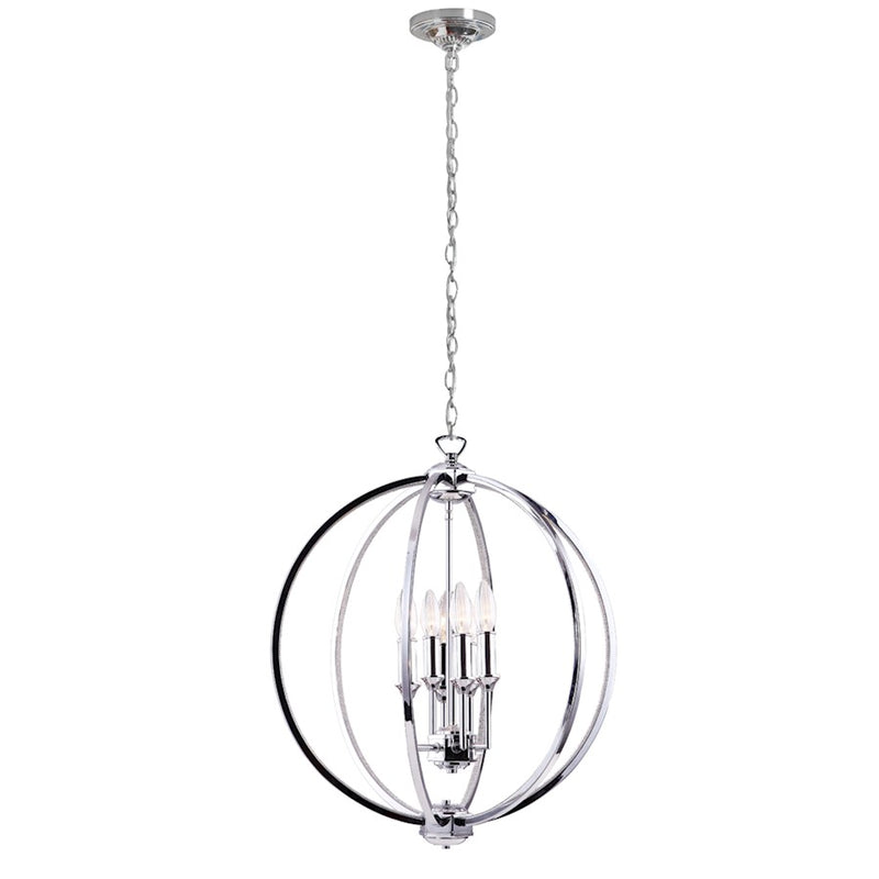 Dainolite Karland 20in 6-Light Chandelier | Polished Chrome Steel | Dining Room & Entryway | 20 x 20 x 22 in | Model KAR-206C-PC