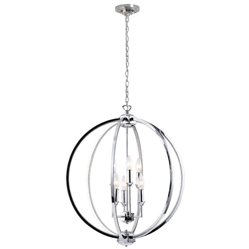 Dainolite Karland 24in 6-Light Chandelier | Polished Chrome and Crystal Banding | Dining Room & Foyer | 24 x 24 x 26 in | Model KAR-246C-PC