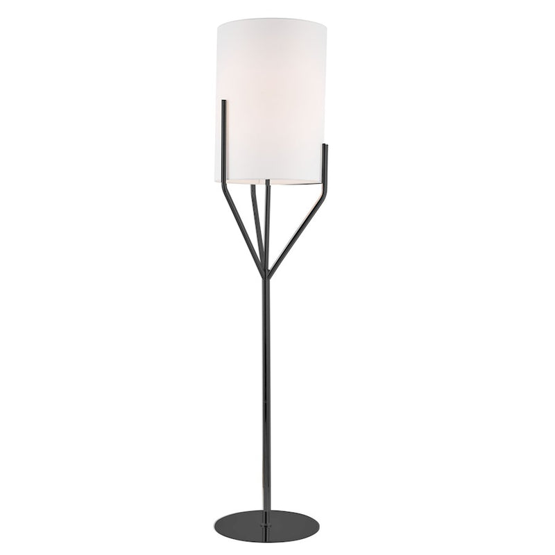 Dainolite Khloe 65in Floor Lamp | Modern Matte Black and White Fabric | Living Room & Bedroom Reading Light | 15.5 x 15.5 x 65 in | Model KHL-651F-MB