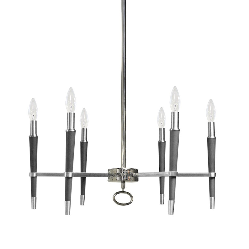 Dainolite Langford 24in 6-Light Chandelier | Polished Chrome and Black Metal | Kitchen Island & Dining Room | 24 x 24 x 12 in | Model LAN-246C-PC