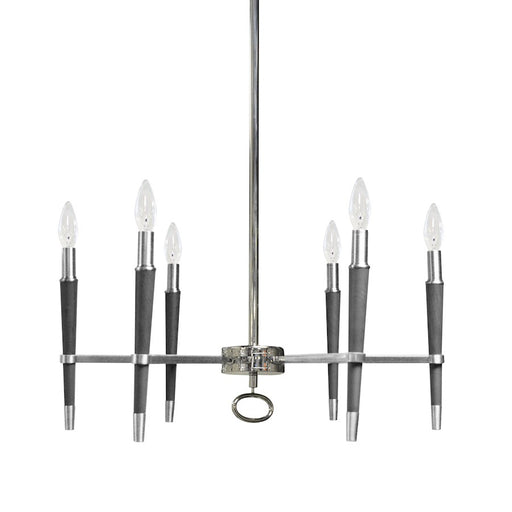 Dainolite Langford 24in 6-Light Chandelier | Polished Chrome and Black Metal | Kitchen Island & Dining Room | 24 x 24 x 12 in | Model LAN-246C-PC