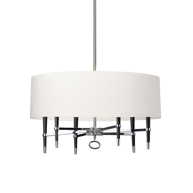 Dainolite Langford 24in 6-Light Chandelier | Chrome Metal and White Shade | Dining Room & Living Room | 24 x 32 x 17 in | Model LAN-246C-PC-WH