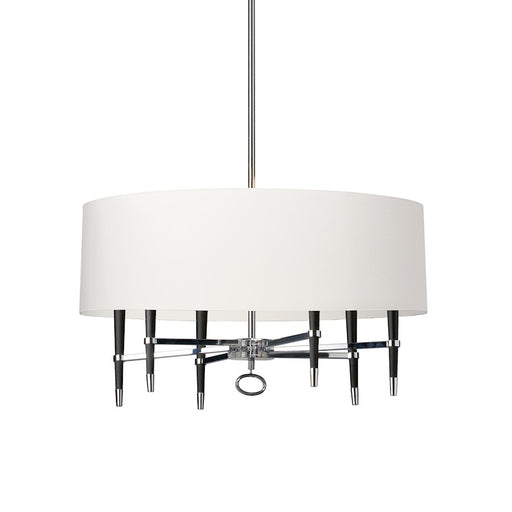 Dainolite Langford 24in 6-Light Chandelier | Chrome Metal and White Shade | Dining Room & Living Room | 24 x 32 x 17 in | Model LAN-246C-PC-WH