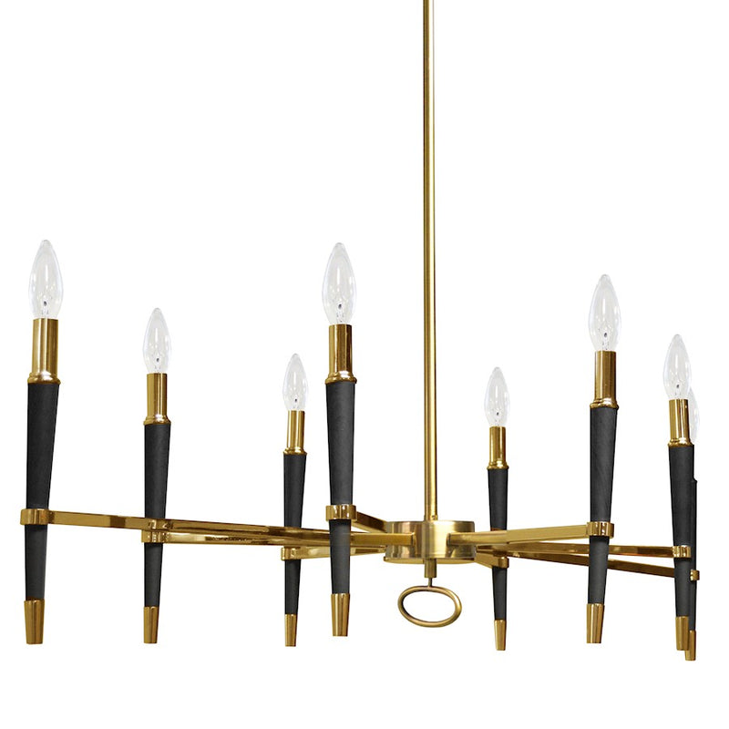 Dainolite Langford 40in 8-Light Horizontal Chandelier | Industrial Vintage Bronze and Black | Dining Room & Living Room | Model LAN-408HC-VB