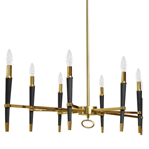 Dainolite Langford 40in 8-Light Horizontal Chandelier | Industrial Vintage Bronze and Black | Dining Room & Living Room | Model LAN-408HC-VB