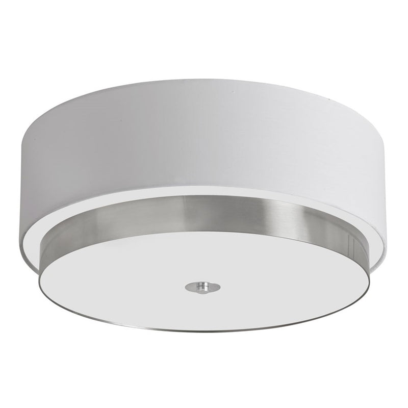 Dainolite Larkin 20in 4-Light Flush Mount | Modern Satin Chrome and White Linen Shade | Bedroom & Hallway Accent | 20 x 20 x 9 in | Model LAR-203FH-SC