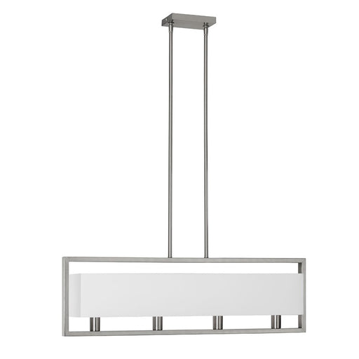 Dainolite Larkin 32in 4-Light Pendant | Modern Satin Chrome and White Fabric | Kitchen Island & Dining Room | 32 x 6 x 10 in | Model LAR-323-SC