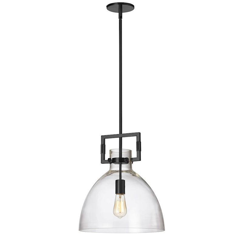 Dainolite Liberty 14in 1-Light Pendant | Contemporary Clear Glass and Matte Black | Kitchen Island & Dining Room | 14 x 14 x 17 in | Model LBY-141P-MB