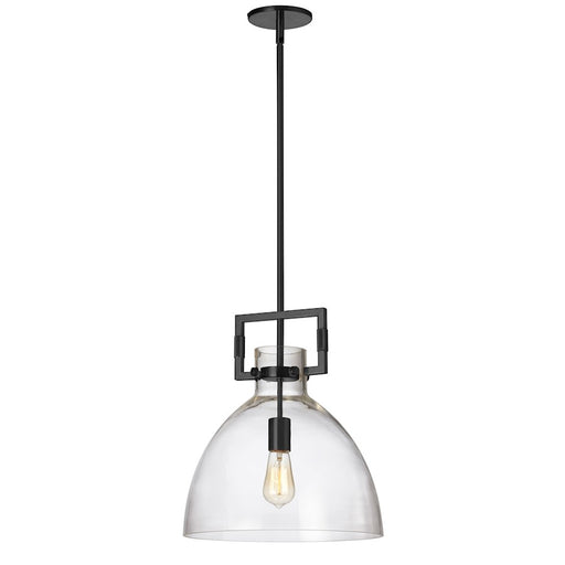 Dainolite Liberty 14in 1-Light Pendant | Contemporary Clear Glass and Matte Black | Kitchen Island & Dining Room | 14 x 14 x 17 in | Model LBY-141P-MB