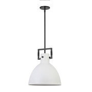 Dainolite Liberty 14in 1-Light Pendant | Contemporary Matte White and Matte Black Metal | Kitchen Island & Dining Room | Model LBY-141P-MW-MB