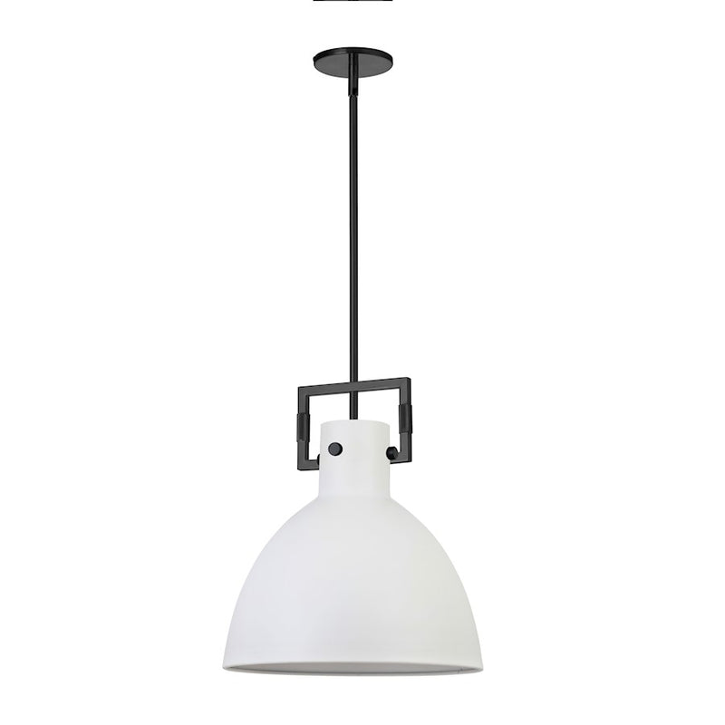 Dainolite Liberty 14in 1-Light Pendant | Contemporary Matte White and Matte Black Metal | Kitchen Island & Dining Room | Model LBY-141P-MW-MB