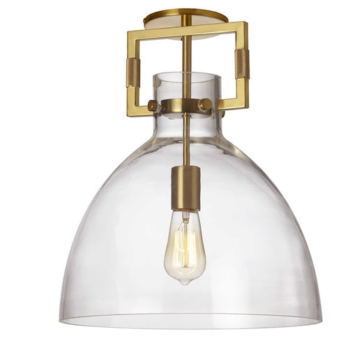 Dainolite Liberty 13in 1-Light Semi-Flush Mount | Transitional Aged Brass and Clear Glass | Bedroom & Hallway Accent | Model LBY-151SF-AGB