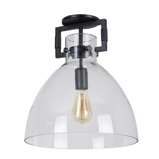 Dainolite Liberty 13in 1-Light Semi-Flush Mount | Transitional Matte Black and Clear Glass | Bedroom & Hallway Accent | Model LBY-151SF-MB