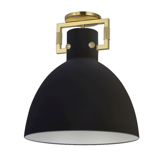 Dainolite Liberty 13in 1-Light Semi-Flush Mount | Transitional Aged Brass and Matte Black Metal | Bedroom & Hallway Accent | Model LBY-151SF-MB-AGB