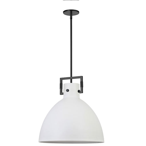 Dainolite Liberty 20in 1-Light Pendant | Contemporary Matte White and Matte Black Metal | Kitchen Island & Dining Room | Model LBY-201P-MW-MB