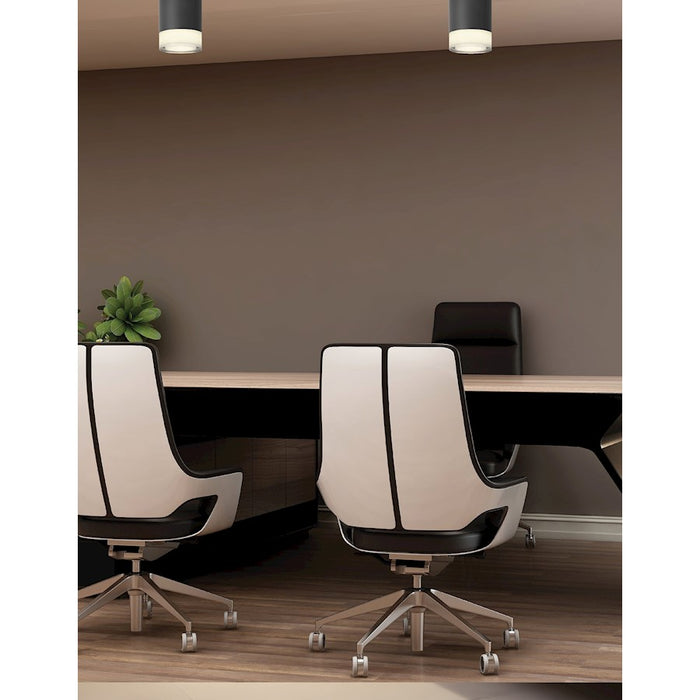 Dainolite Lucia 1 Light Flush Mount, Matte Black/White