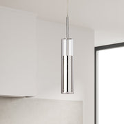Dainolite Luna 12in 1-Light LED Pendant | Modern Polished Chrome and Clear Glass | Kitchen Island & Dining Room | Model LUN-1LEDP-PC