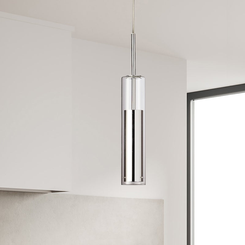 Dainolite Luna 12in 1-Light LED Pendant | Modern Polished Chrome and Clear Glass | Kitchen Island & Dining Room | Model LUN-1LEDP-PC