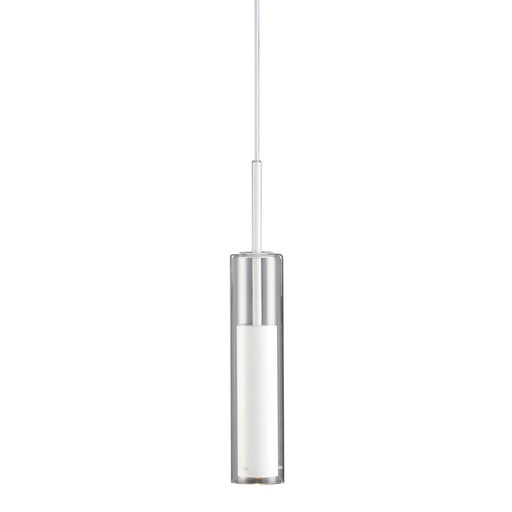 Dainolite Luna 2.5in 1-Light LED Pendant | Contemporary White Metal and Clear Glass | Kitchen & Dining Room | 2.5 x 2.5 x 12 in | Model LUN-1LEDP-WH