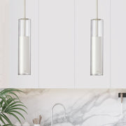 Dainolite Luna 2.5in 1-Light LED Pendant | Contemporary White Metal and Clear Glass | Kitchen & Dining Room | 2.5 x 2.5 x 12 in | Model LUN-1LEDP-WH