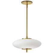 Dainolite Maddie 12in 1-Light LED Pendant | Contemporary Aged Brass and Opal Glass | Kitchen Island & Dining Room | Model MAD-121LEDP-AGB