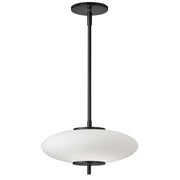 Dainolite Maddie 12in 1-Light LED Pendant | Contemporary Matte Black and Opal Glass | Kitchen Island & Dining Room | Model MAD-121LEDP-MB