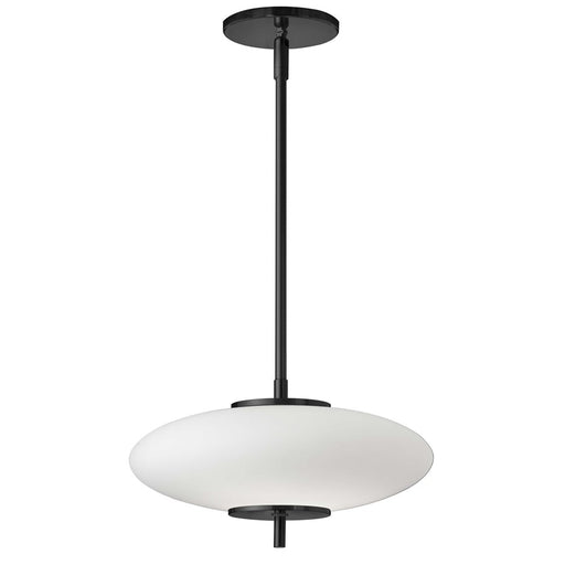 Dainolite Maddie 12in 1-Light LED Pendant | Contemporary Matte Black and Opal Glass | Kitchen Island & Dining Room | Model MAD-121LEDP-MB