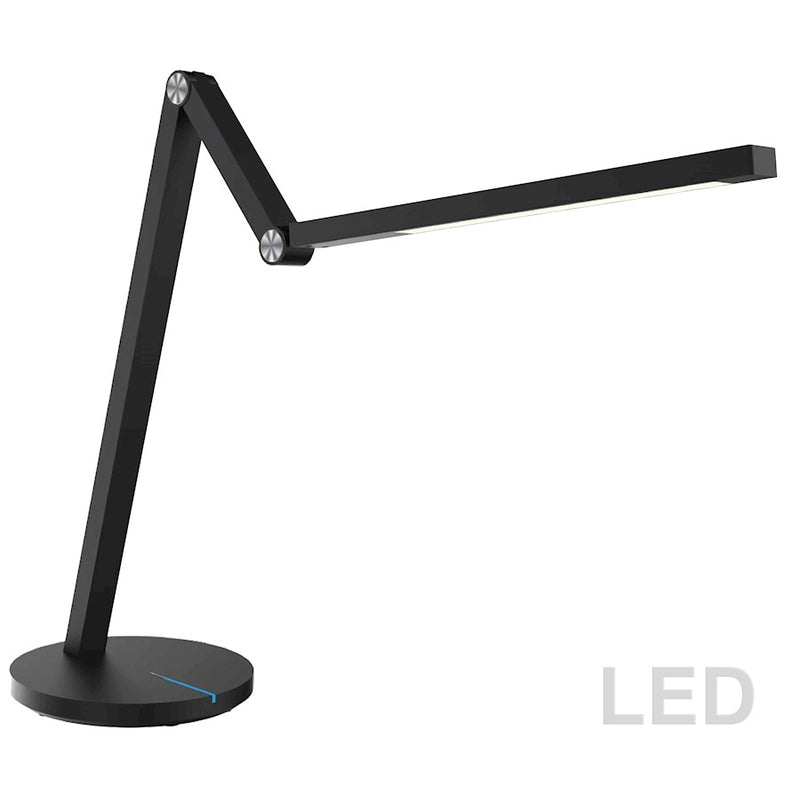 Dainolite Mantis 22in LED Desk Lamp | Modern Black Plastic and White Acrylic | Home Office & Reading Light | 450 Lumens | Model MAN-168LEDT-BK