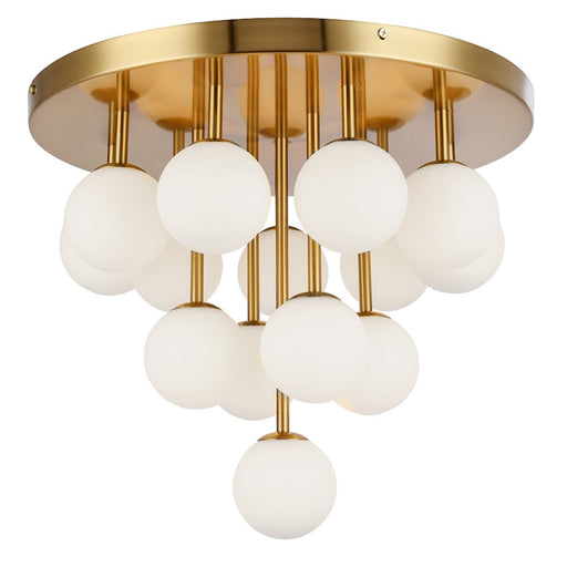Dainolite Megallan 20in 14-Light Halogen Flush Mount | Modern Aged Brass and Opal White Glass | Living Room & Bedroom | Model MGL-2014FH-AGB