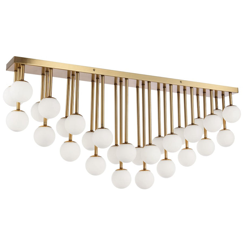 Dainolite Megallan 40in 30-Light Flush Mount | Modern Aged Brass and Opal Glass | Living Room & Bedroom | 7 x 40 x 18 in | Model MGL-4030FH-AGB