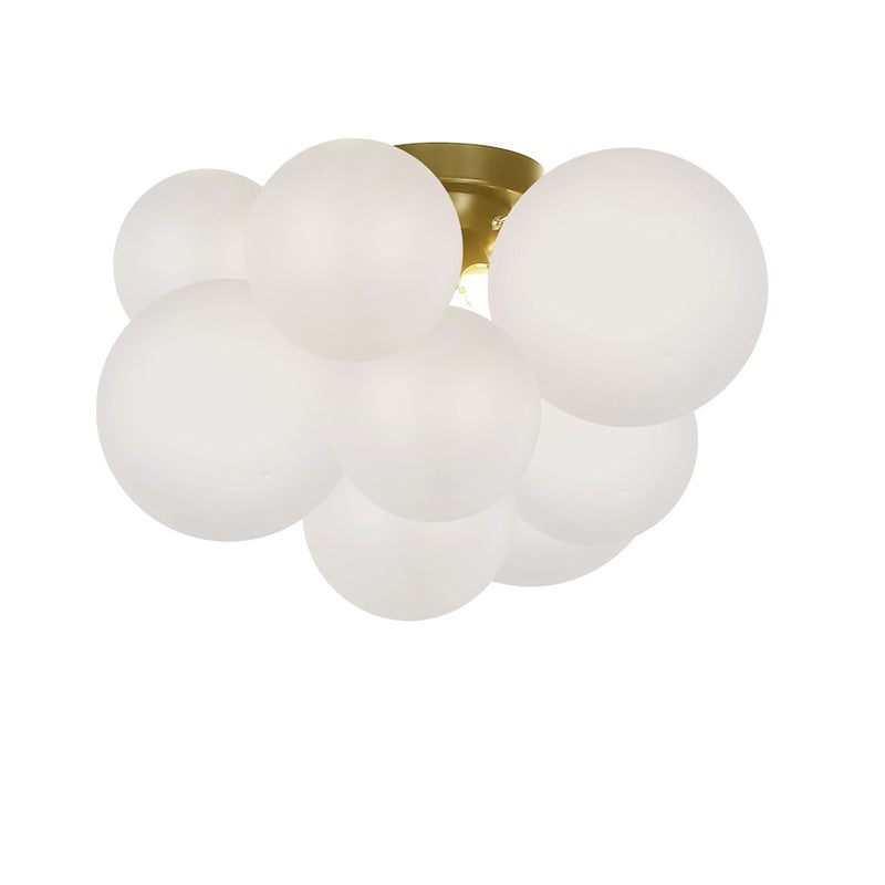 Dainolite Miles 3-Light Flush Mount | Contemporary Aged Brass and Opal White Glass | Bathroom & Hallway Ceiling Light | Model MLS-143FH-AGB-FR