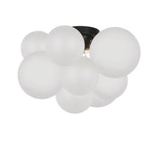 Dainolite Miles 14in 3-Light Flush Mount | Contemporary Opal White Glass and Matte Black Metal | Hallway & Bedroom | Model MLS-143FH-MB-FR