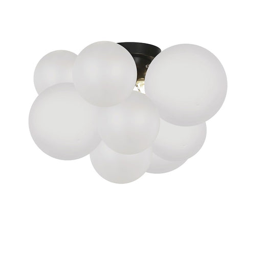 Dainolite Miles 14in 3-Light Flush Mount | Contemporary Opal White Glass and Matte Black Metal | Hallway & Bedroom | Model MLS-143FH-MB-FR