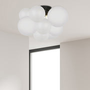 Dainolite Miles 14in 3-Light Flush Mount | Contemporary Opal White Glass and Matte Black Metal | Hallway & Bedroom | Model MLS-143FH-MB-FR