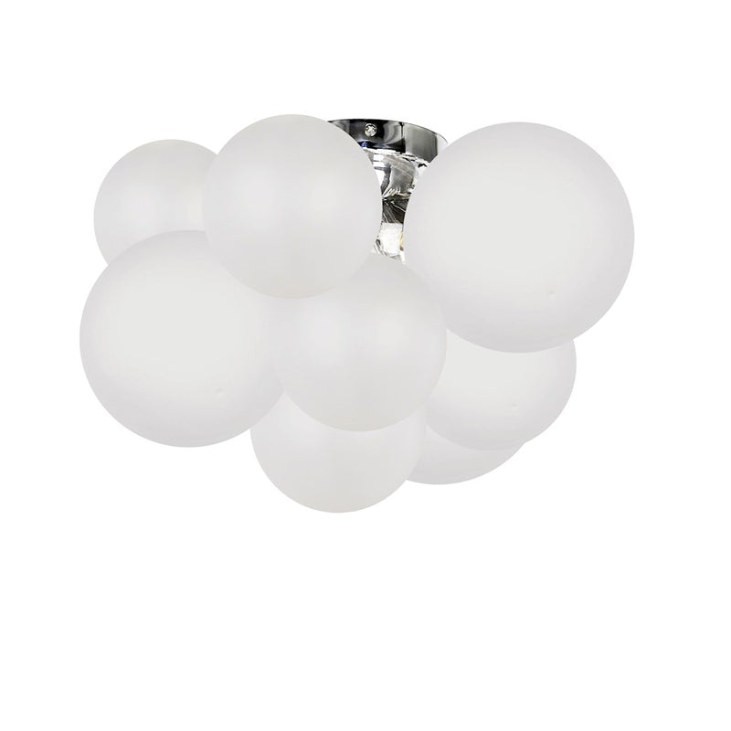 Dainolite Miles 14in 3-Light Flush Mount | Contemporary Opal White Glass and Polished Chrome Metal | Hallway & Bedroom | Model MLS-143FH-PC-FR