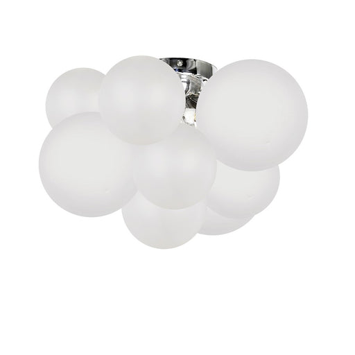 Dainolite Miles 14in 3-Light Flush Mount | Contemporary Opal White Glass and Polished Chrome Metal | Hallway & Bedroom | Model MLS-143FH-PC-FR