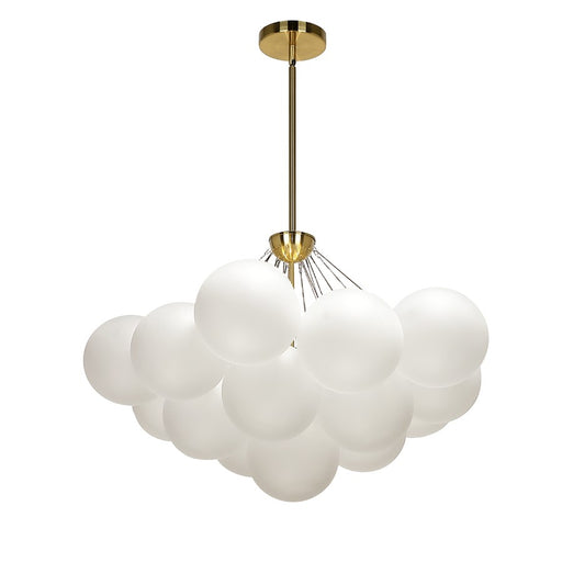 Dainolite Miles 27in 4-Light Chandelier | Contemporary Aged Brass Metal and White Frosted Glass | Living Room & Dining Room | Model MLS-274C-AGB-FR