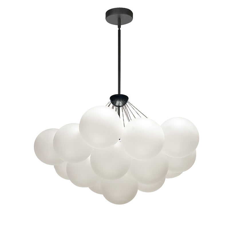 Dainolite Miles 27in 4-Light Chandelier | Contemporary Matte Black Metal and White Frosted Glass | Living Room & Dining Room | Model MLS-274C-MB-FR