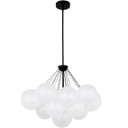 Dainolite Miles 27in 4-Light Chandelier | Contemporary Matte Black Metal and White Frosted Glass | Living Room & Dining Room | Model MLS-274C-MB-FR