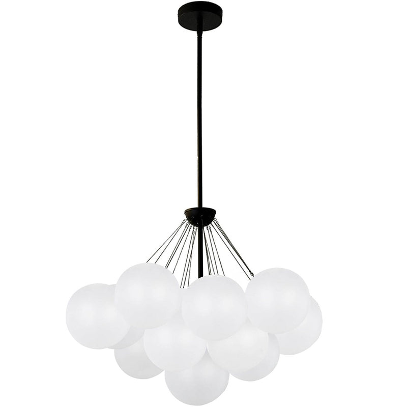 Dainolite Miles 27in 4-Light Chandelier | Contemporary Matte Black Metal and White Frosted Glass | Living Room & Dining Room | Model MLS-274C-MB-FR