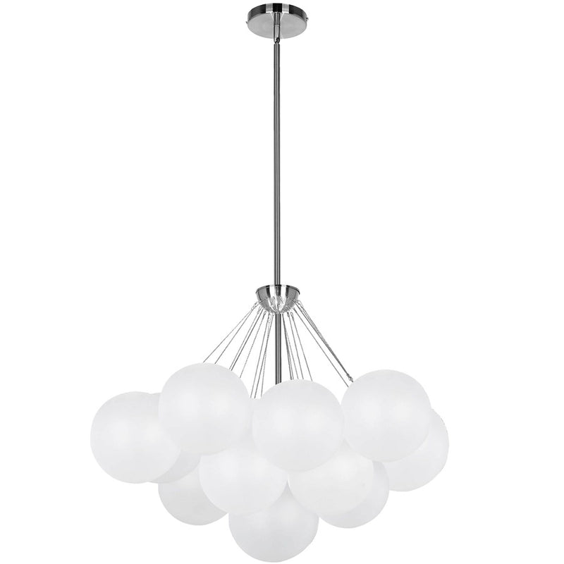 Dainolite Miles 27in 4-Light Chandelier | Contemporary Polished Chrome and White Glass | Living Room & Dining Room | Model MLS-274C-PC-FR