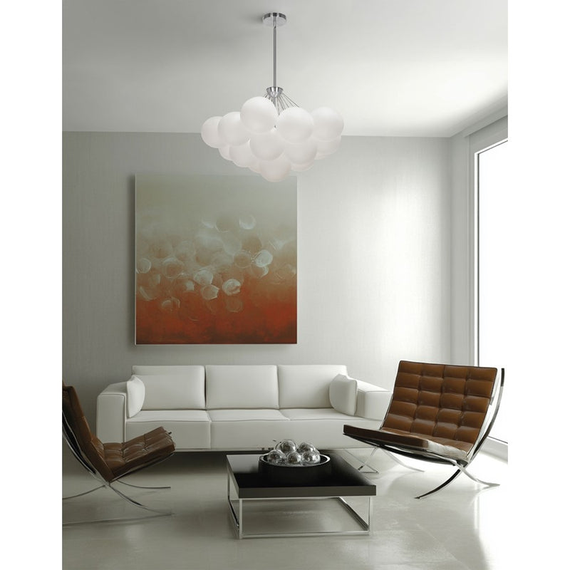 Dainolite Miles 27in 4-Light Chandelier | Contemporary Polished Chrome and White Glass | Living Room & Dining Room | Model MLS-274C-PC-FR