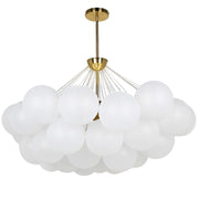 Dainolite Miles 36in 8-Light Chandelier | Contemporary Opal White Glass and Aged Brass | Dining Room & Living Room | Model MLS-358C-AGB-FR